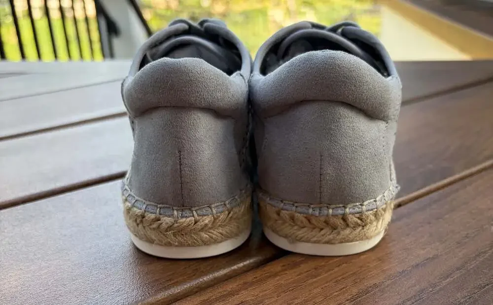 New Marc Fisher Baila Perforated Lace-Up Espadrille Sneakers Grey Size 8